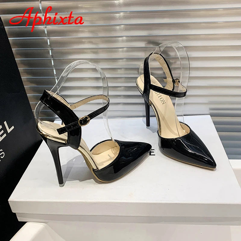 Fashionable, Bold and Beautiful DressWomen's Aphixta 12cm Super High Stiletto Heels Ankle Strap Sandals Pointed Toe Party Heels : Extended Sizes