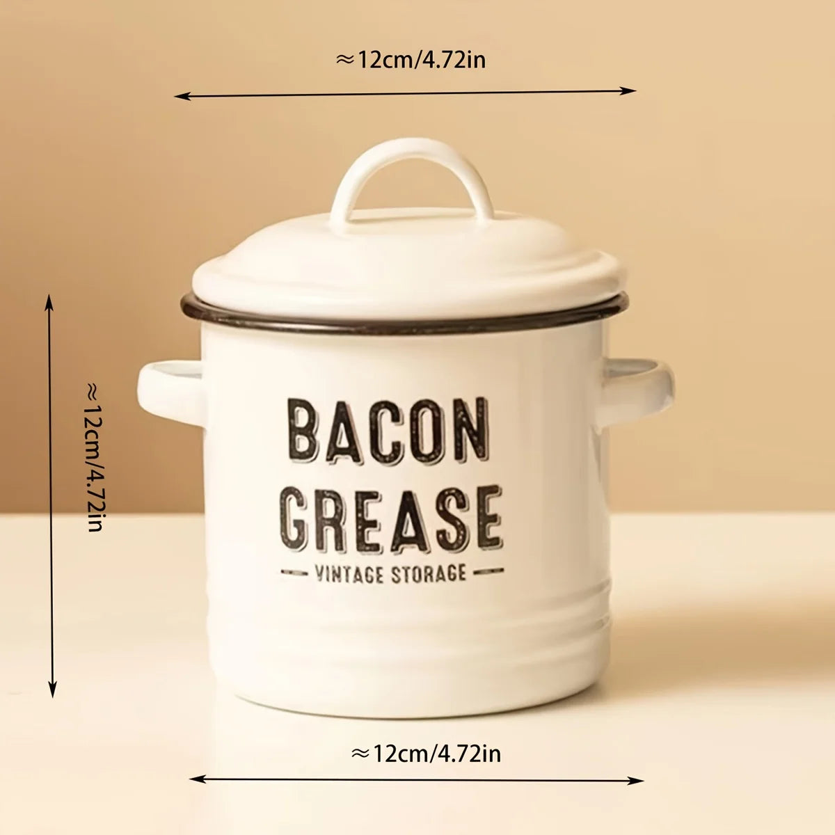 1pc Large Capacity Enamel Oil Pot with Lid - Rust-Resistant Grease Container for Home Kitchen Use Cooking Oil Storage Canister - Just The Fly Way