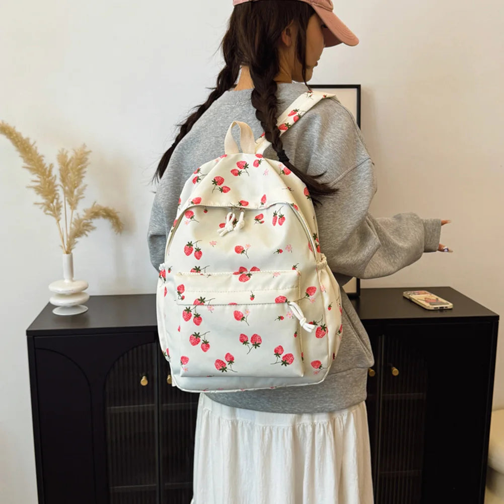 3-Piece Strawberry School Backpack Set with Lunch Box and Pencil Case