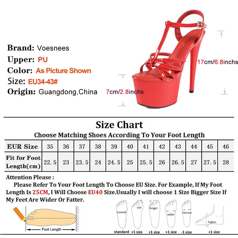Pink T-strap Party High Heels 2025 Summer New Plus Size Thick Platform Sandals For Women 17CM Super High Heel Pole Dance Shoes - Just The Fly Way