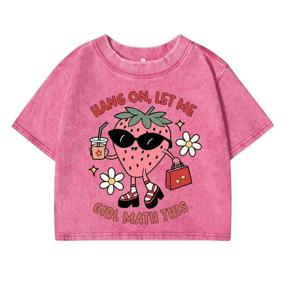 Funny Strawberries Drinking Juice Junior's Crop-Top T-Shirt - Cute & Comfy Graphic Tee - Just The Fly Way