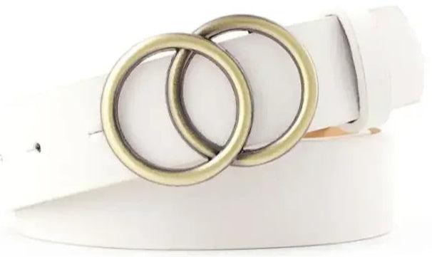 Fashion Belt with Silver or Gold Double Ring Buckle, PU - Just The Fly Way