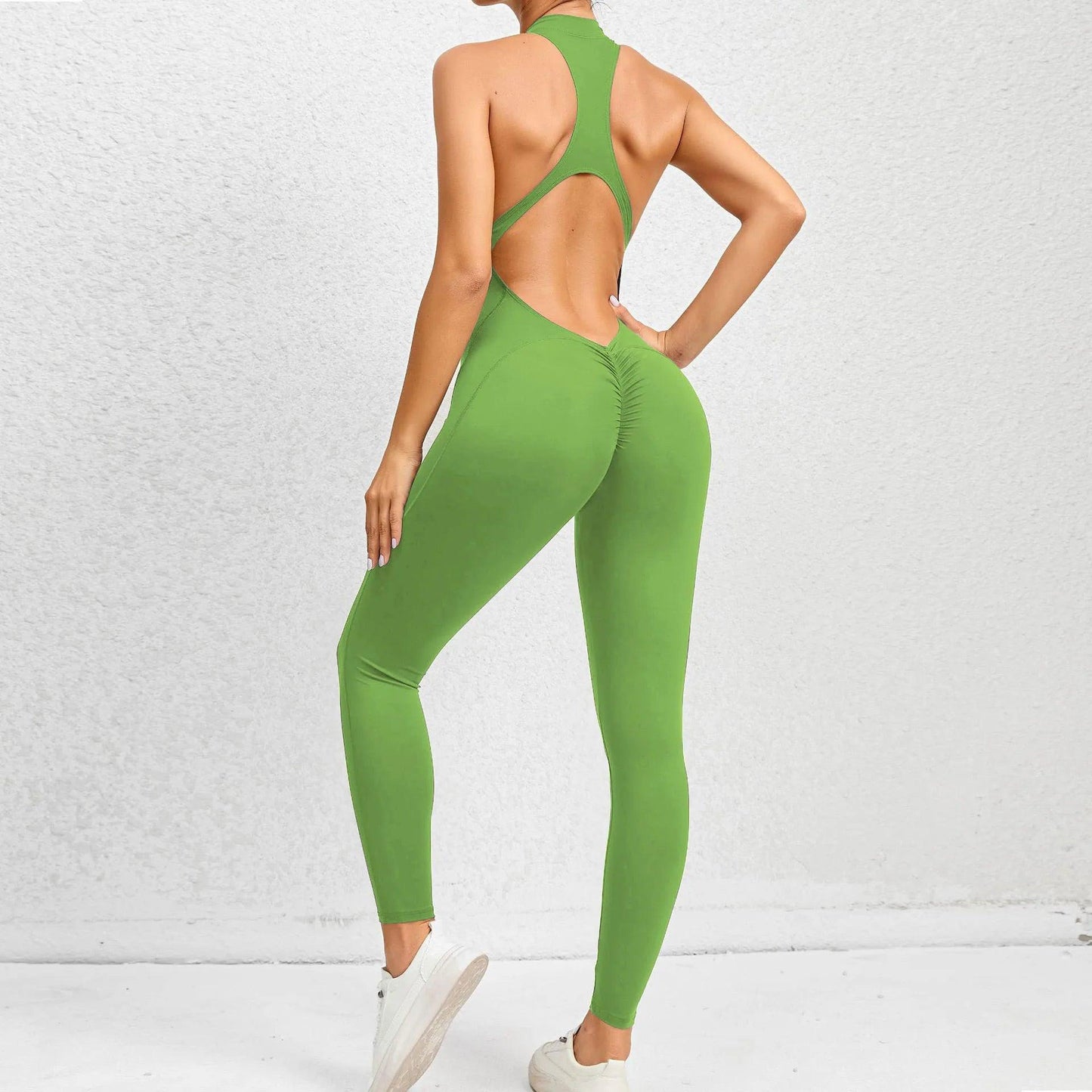Zip-Up Activewear Yoga Romper With Bottom Contouring Design - Just The Fly Way