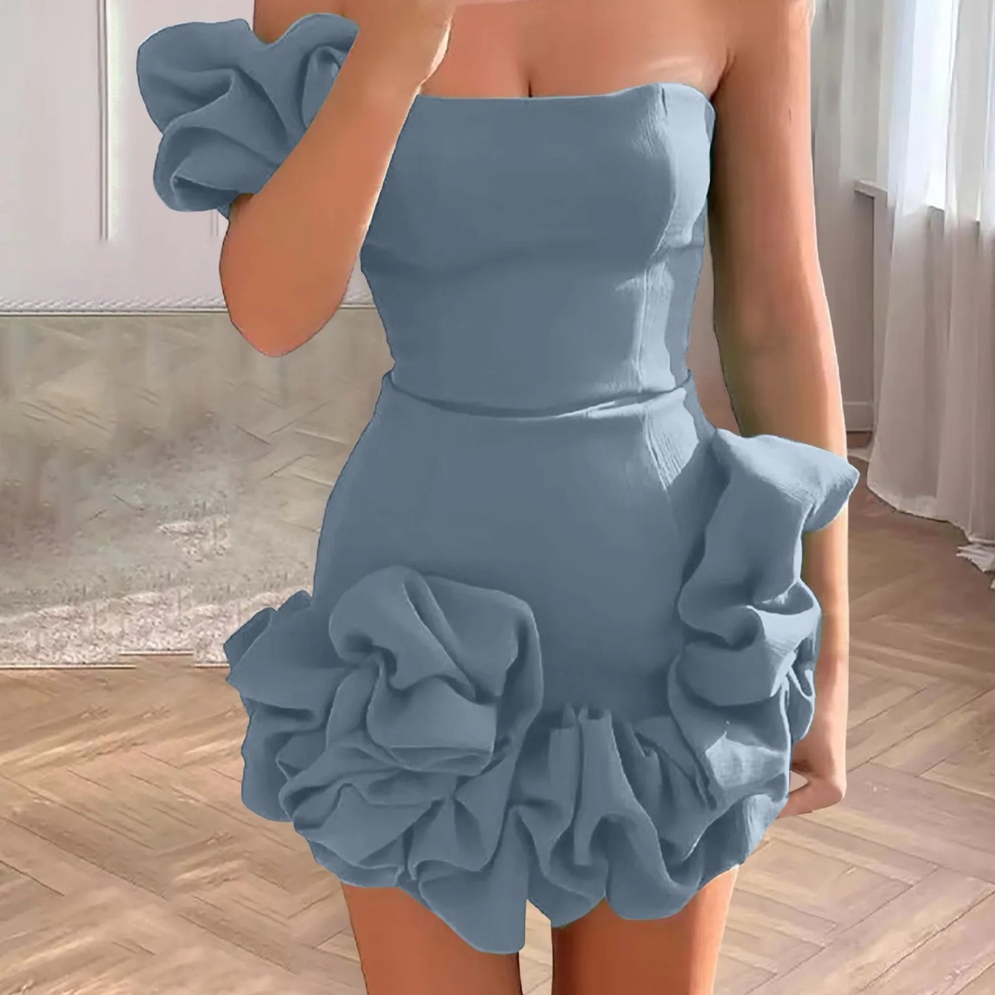 Fashionable, Bold and Beautiful DressWomen Chic Flower Cocktail Dress Alluring One Shoulder Homecoming Dresses For Girls Sexy Body Short Prom Party Vestidos 2025