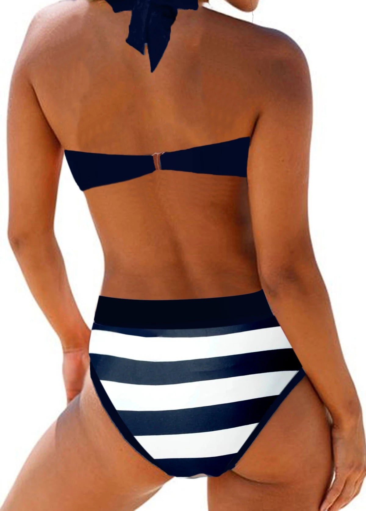 Fashionable, Bold and Beautiful DressWomen Beachwear Stripe Navy Blue Ladies Vest Tankini Swimwear Bathing Suit Two Pieces Bikini Set Swimsuits Beach Beachwear S-6XL