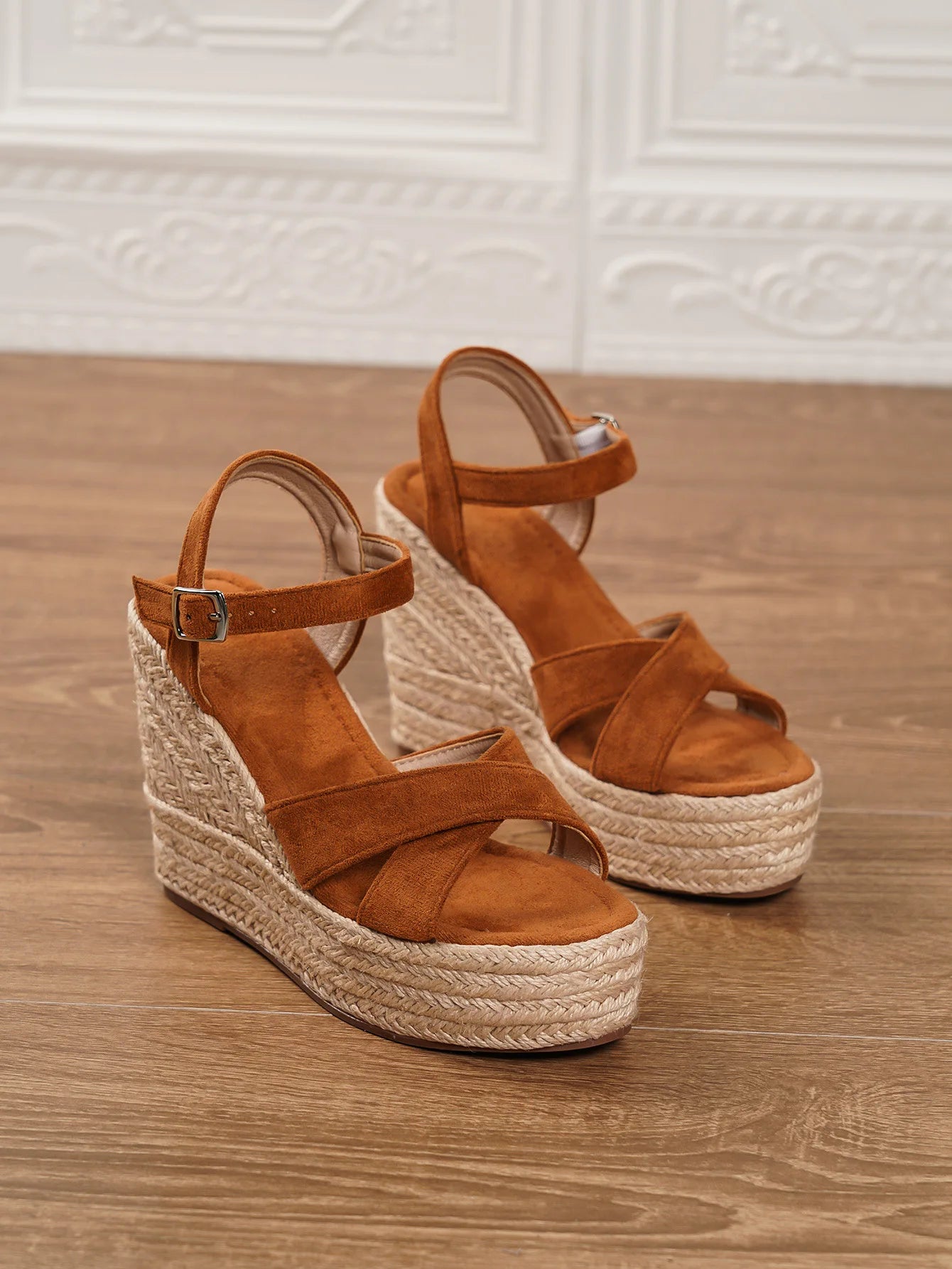 Women's Suede Wedge Peep-toe Bohemian Platform Sandals