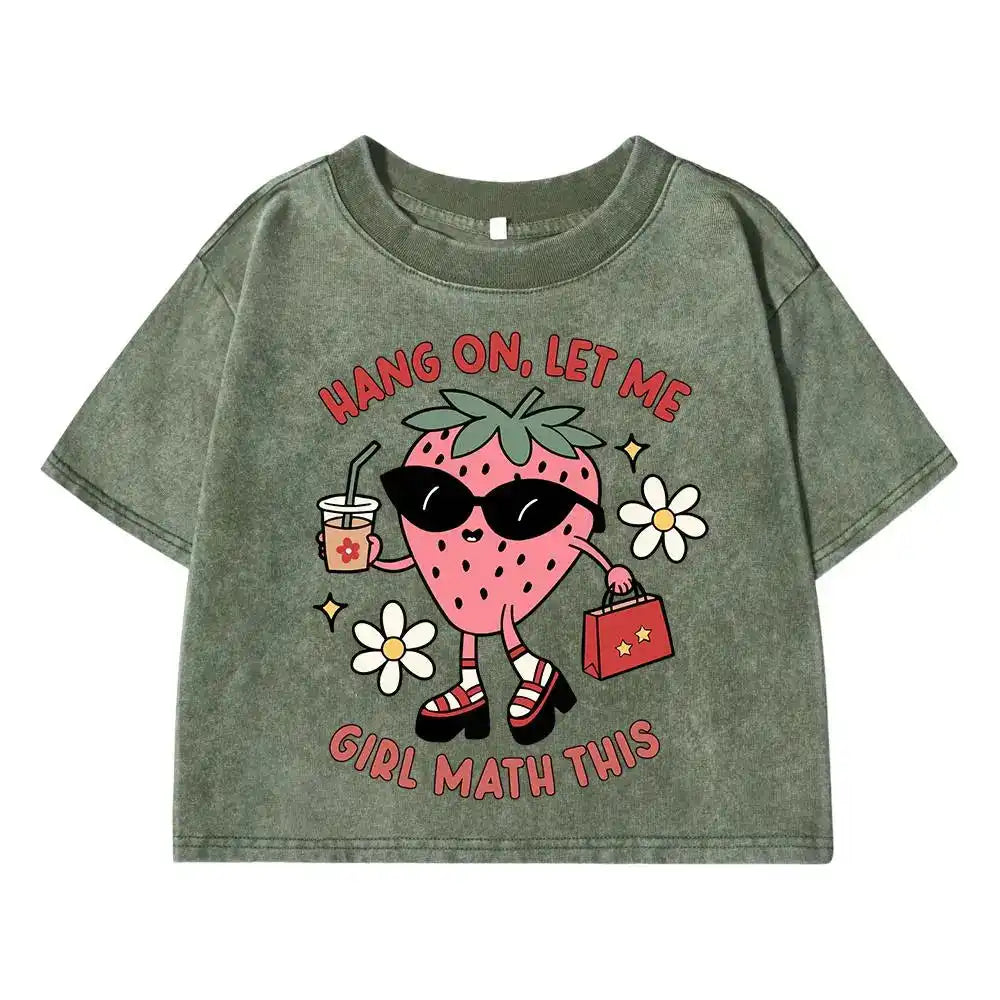 Funny Strawberries Drinking Juice Junior's Crop-Top T-Shirt - Cute & Comfy Graphic Tee - Just The Fly Way