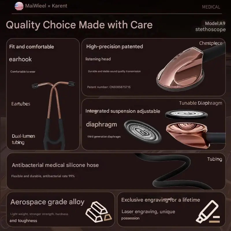 Fashionable, Bold and Beautiful DressCarent Medical Professional Cardiology Stethoscope Diagnostic Stethoscope Master Cardiology Stethoscope For Nurse Health Care