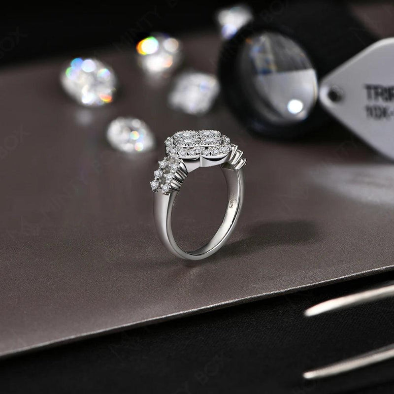 Moissanite 18k White Gold over S925 Sterling Silver Ring - Just The Fly Way