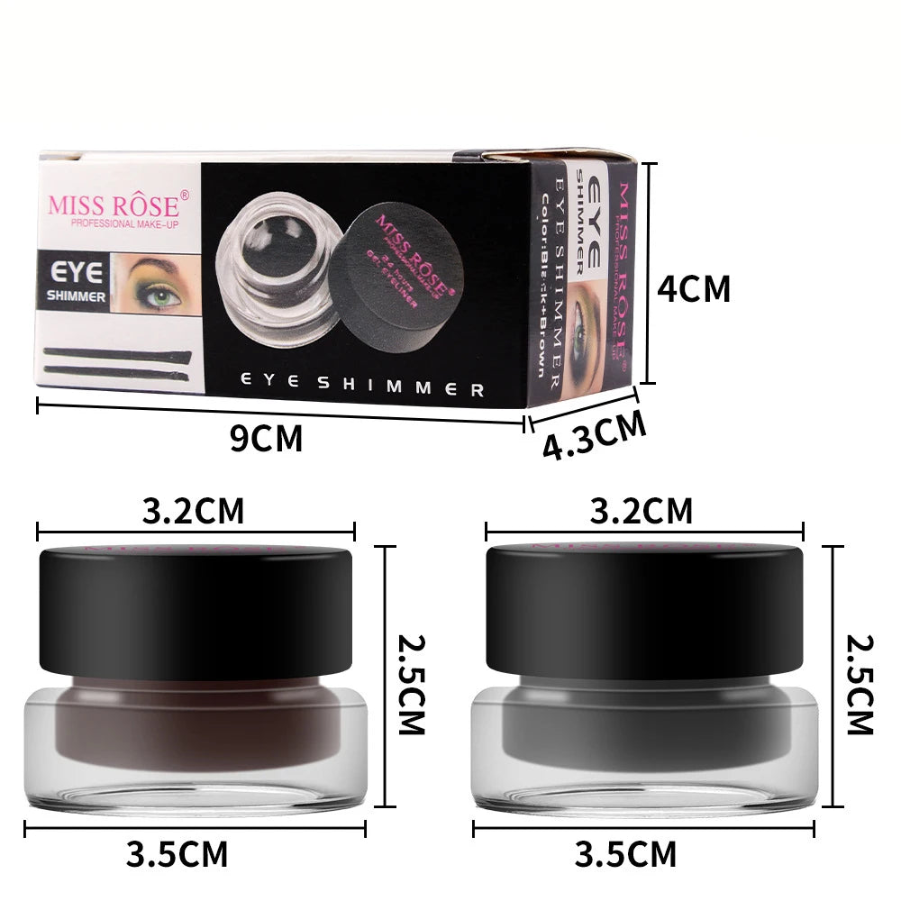 Two-Color, Two-Bottle, Natural, Easy-to-Apply, Sweat-Proof, Waterproof, Durable, Non-Smudging Eyeliner Cream Set