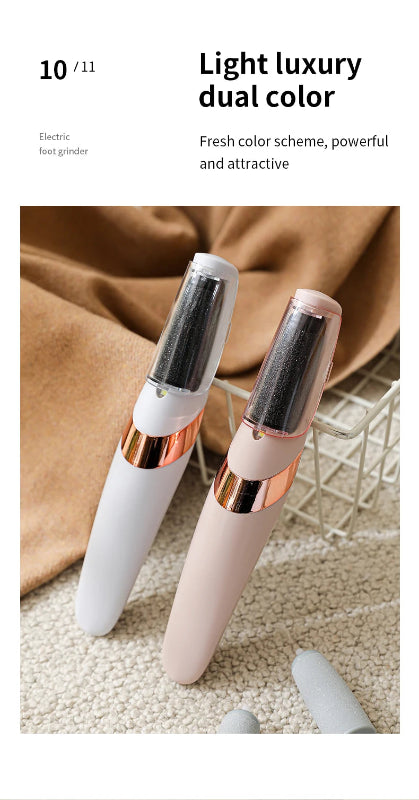 Two hair removal devices with white and pink handles on a textured surface.