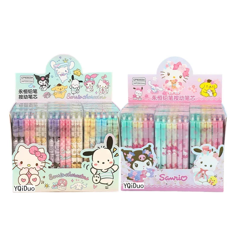 Sanrio 12pcs Mechanical Pencil Kawaii Hello Kitty Pochacco Melody Pencil-free Hb Primary School Stationery Office Supplies
