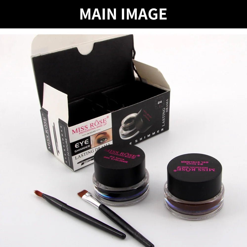 Two-Color, Two-Bottle, Natural, Easy-to-Apply, Sweat-Proof, Waterproof, Durable, Non-Smudging Eyeliner Cream Set