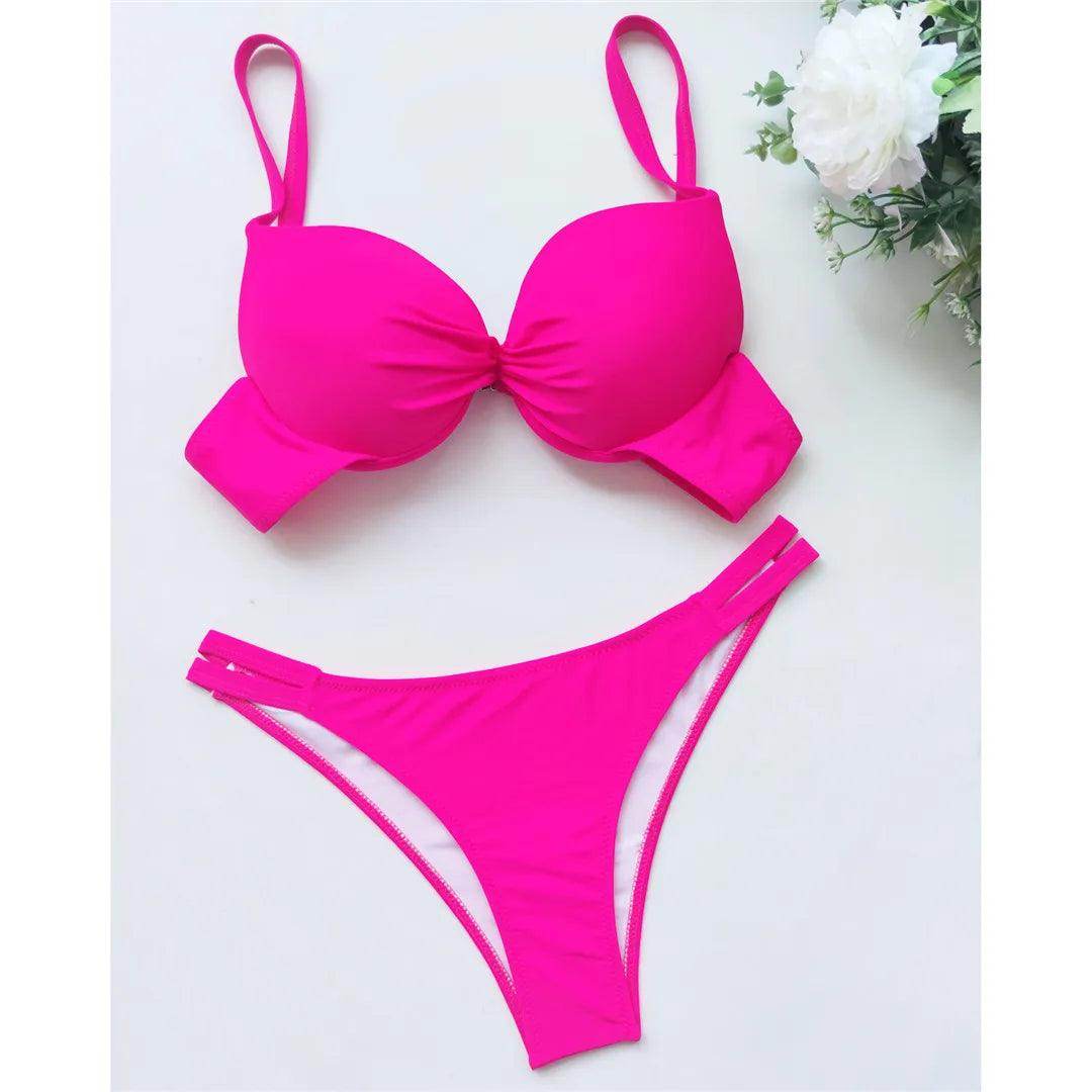 Chic Underwired Bikini Set with Brazilian Cut Bottom - Just The Fly Way