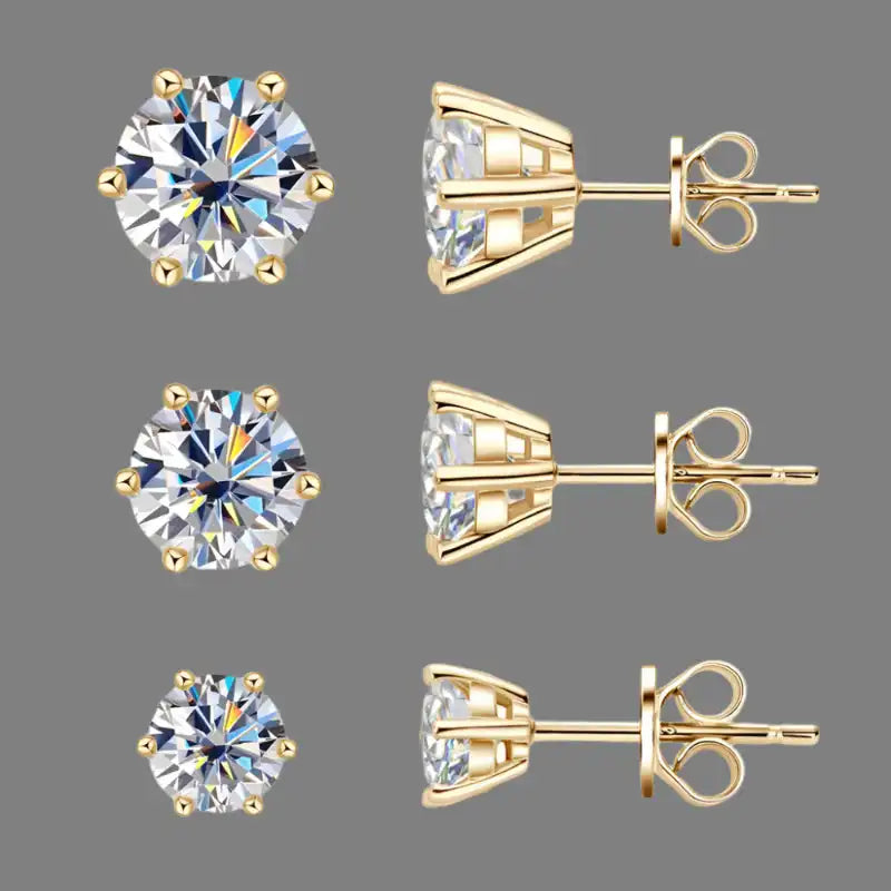 Shine Bright Moissanite Stud Earrings for Men & Women in 18K Gold-Plated Silver - Perfect for Weddings & Special Occasions - Just The Fly Way