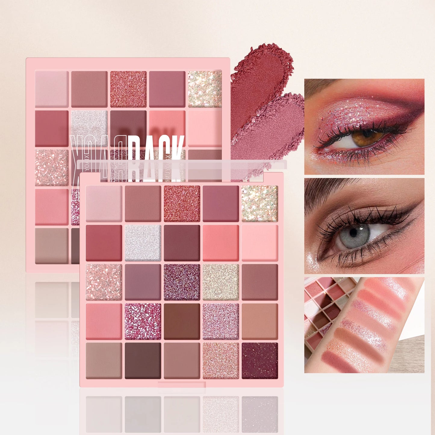 Fashionable, Bold and Beautiful Dress25 Colors Eyeshadow Palette High Gloss Cement Grey Rose Brown Color Tone Matte Glitter Daily Makeup Dry Rose Eyeshadow For Music