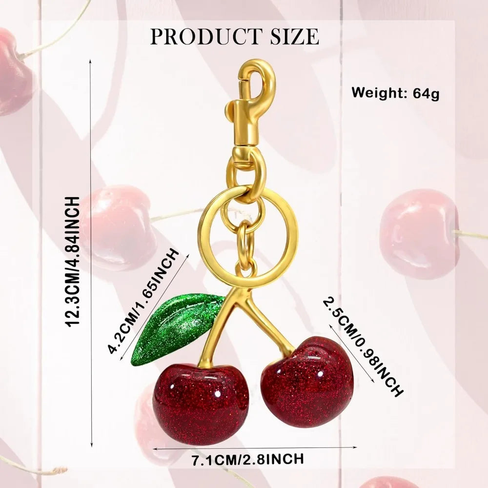 Cherry Keychain for Women Apple Strawberry Bag Charm Key Chain Accessories Gifts for Birthday Christmas - Just The Fly Way