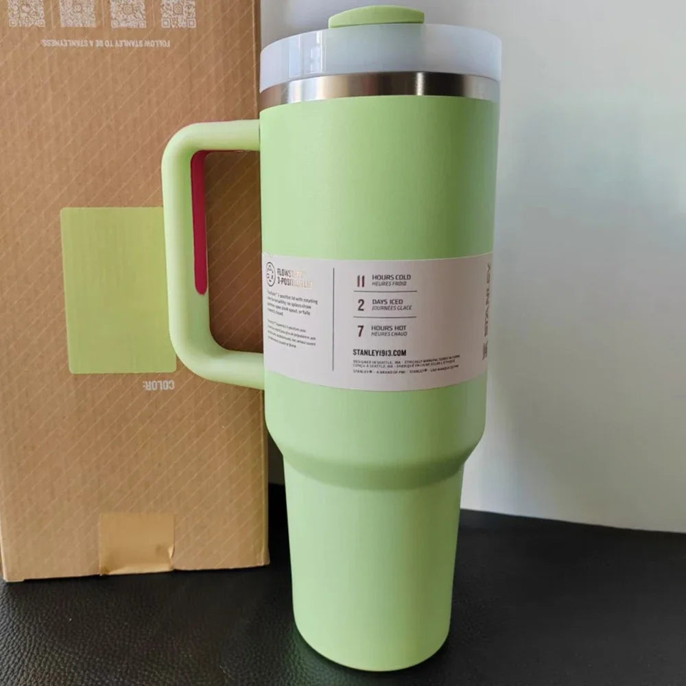 40oz Handle Straw Vacuum Insulated Car Mug Star Blue Lid Stainless Steel Double Wall Thermal Iced Travel Cup for s