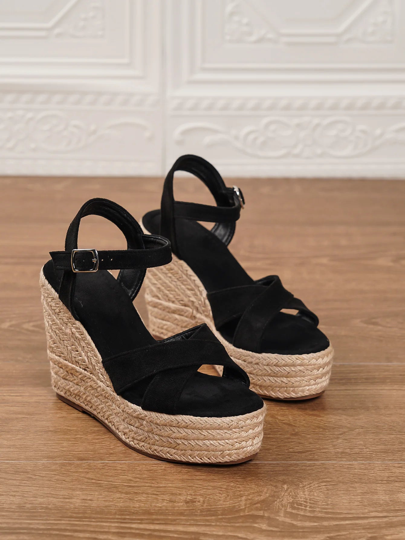 Women's Suede Wedge Peep-toe Bohemian Platform Sandals