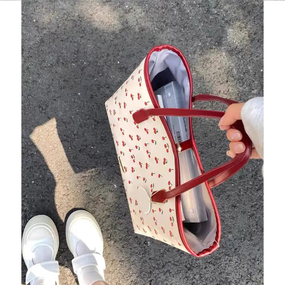 Fashion Cherry Tote Bag with Snap Closure - Just The Fly Way