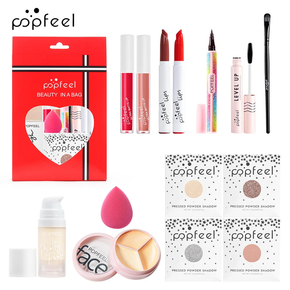 Fashionable, Bold and Beautiful DressPOPFEEL All-in-One Makeup Kit Gift Set with Eyeshadow Palette Foundation Lip Gloss Blush Brushes Eyeliner and More Beauty Gifts