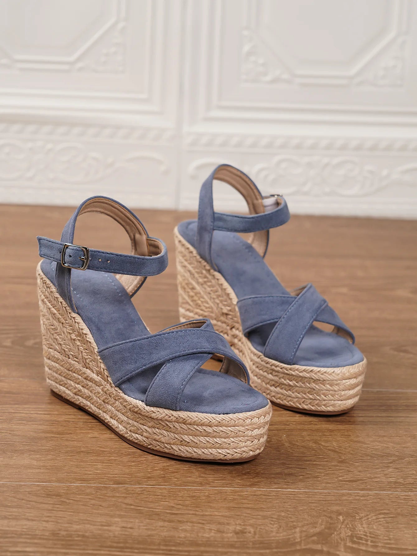 Women's Suede Wedge Peep-toe Bohemian Platform Sandals