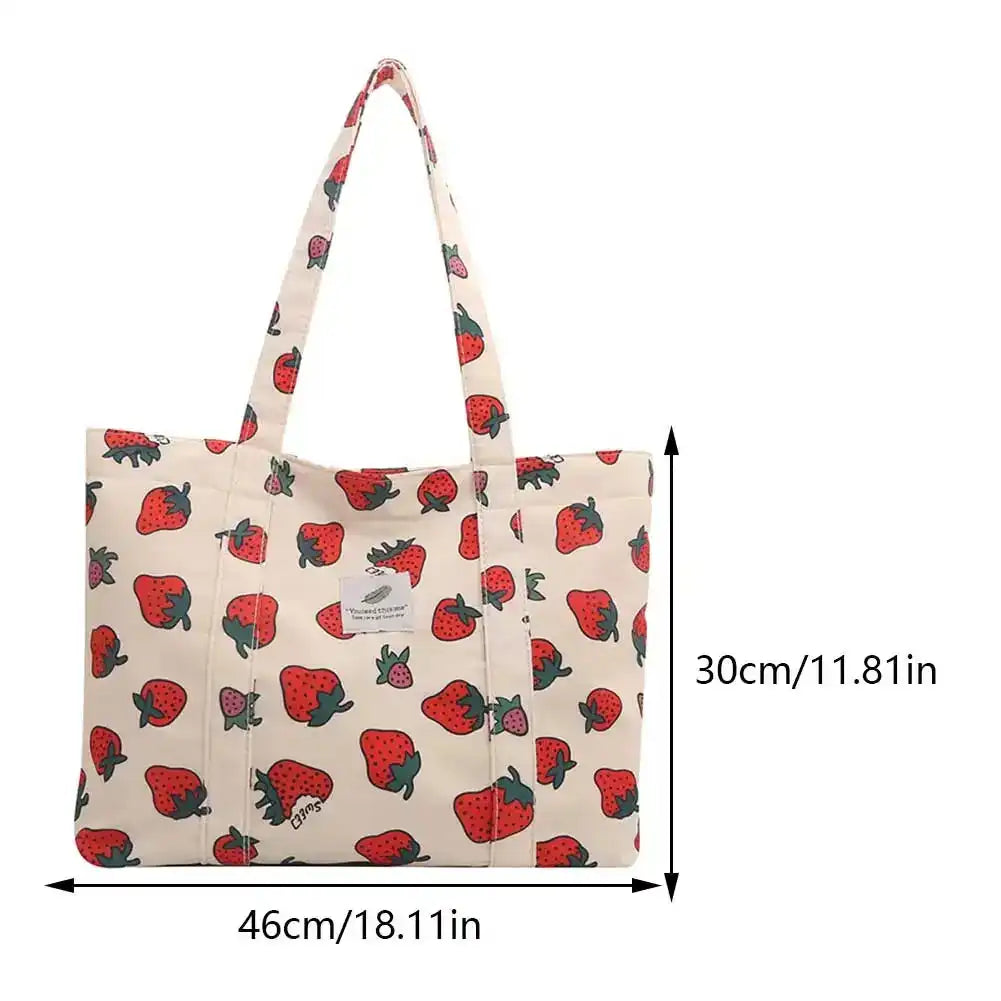 Cute Large Capacity Cherry or Strawberry Print Nylon Casual Tote Bag - Just The Fly Way