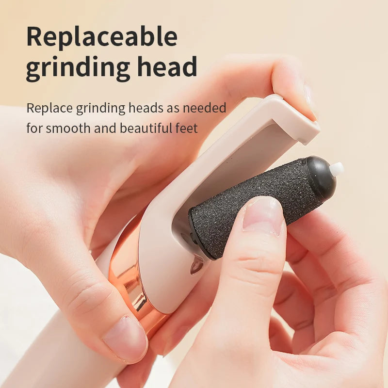 Automatic Foot Callus Rubbing Pedicure Rough Skin Remover for Feet and has a Rechargeable Battery.