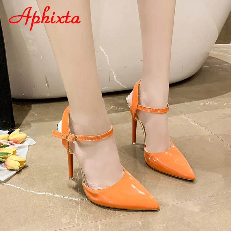 Fashionable, Bold and Beautiful DressWomen's Aphixta 12cm Super High Stiletto Heels Ankle Strap Sandals Pointed Toe Party Heels : Extended Sizes
