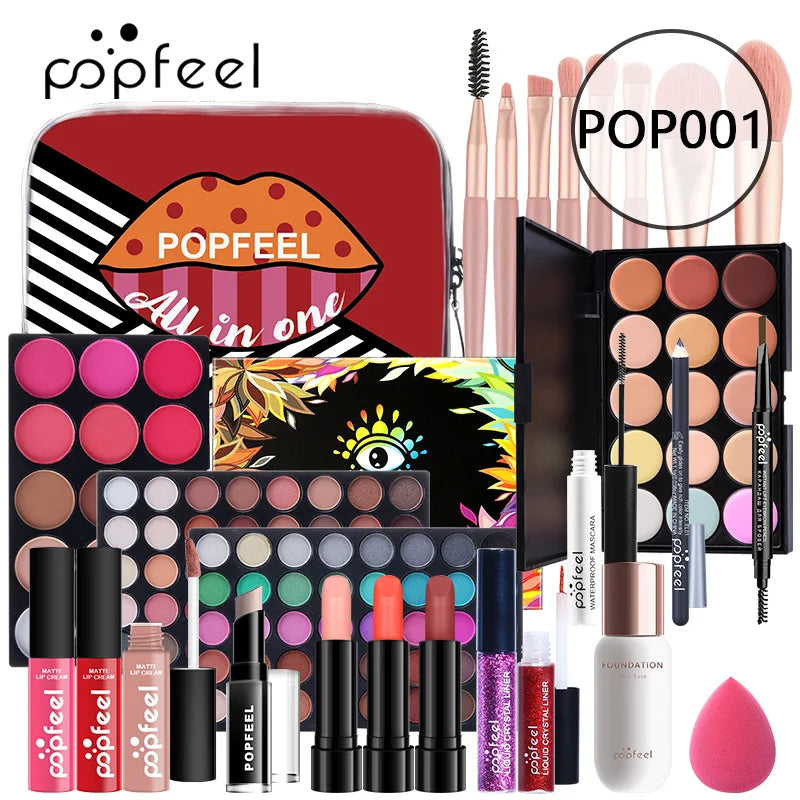 Fashionable, Bold and Beautiful DressPOPFEEL All-in-One Makeup Kit Gift Set with Eyeshadow Palette Foundation Lip Gloss Blush Brushes Eyeliner and More Beauty Gifts
