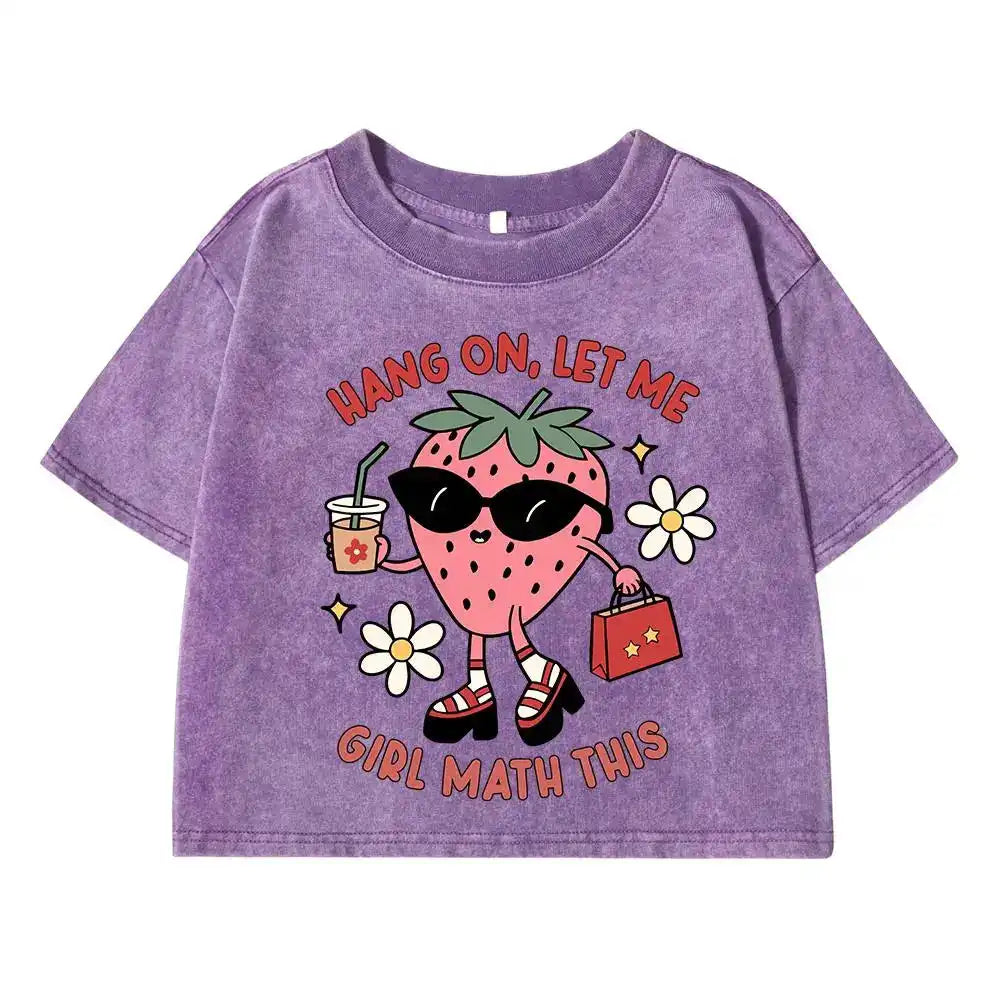 Funny Strawberries Drinking Juice Junior's Crop-Top T-Shirt - Cute & Comfy Graphic Tee - Just The Fly Way