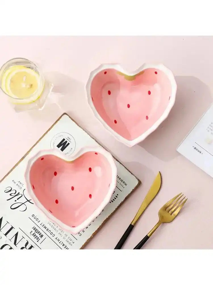 Cute Strawberry Ceramic Anti-scald Bowls and Spoon - Just The Fly Way