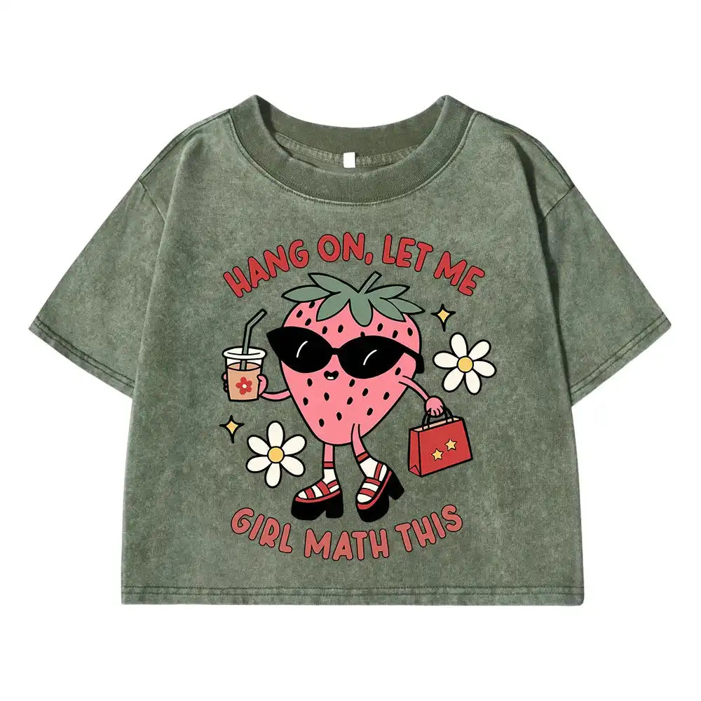 Funny Strawberries Drinking Juice Junior's Crop-Top T-Shirt - Cute & Comfy Graphic Tee - Just The Fly Way