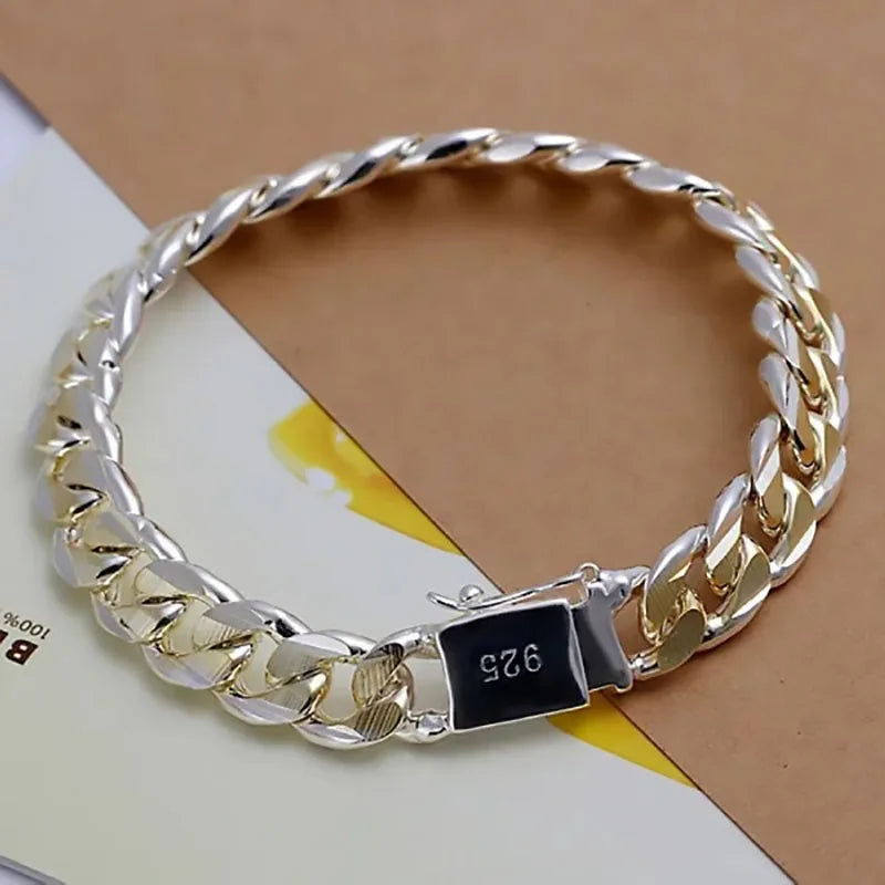 Shine On Sterling Silver Chain Bracelet for Men & Women - Perfect for Parties, Gifts & Weddings - Just The Fly Way