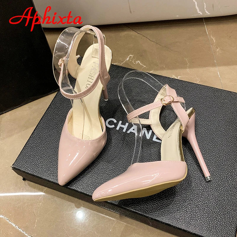 Fashionable, Bold and Beautiful DressWomen's Aphixta 12cm Super High Stiletto Heels Ankle Strap Sandals Pointed Toe Party Heels : Extended Sizes
