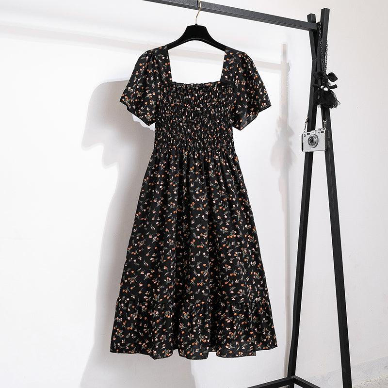 Easy Breezy Floral Printed Lightweight Versatile Chiffon Dress With Short Sleeves and Elastic Waist - Just The Fly Way
