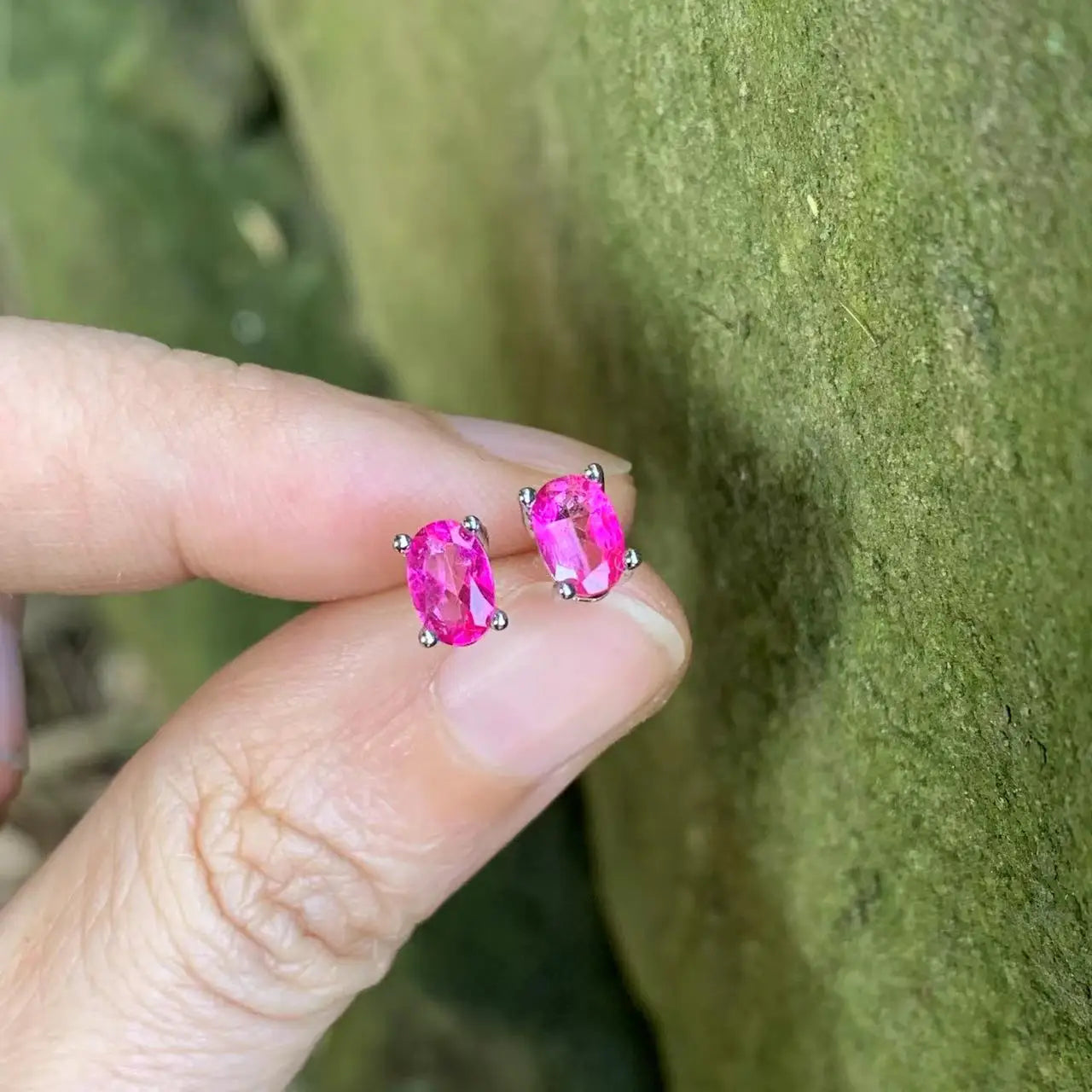 Fashionable, Bold and Beautiful Dress5*3MM Oval Natural Pink Topaz Earrings 925 Sterling Silver Stud Earring For Women Cute Gift Prevent Allergy Fine Jewelry