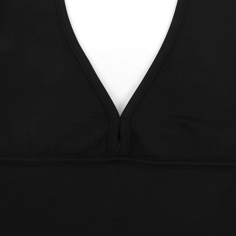 Sleek Halter Black Romper, Sleeveless, Backless - Just The Fly Way
