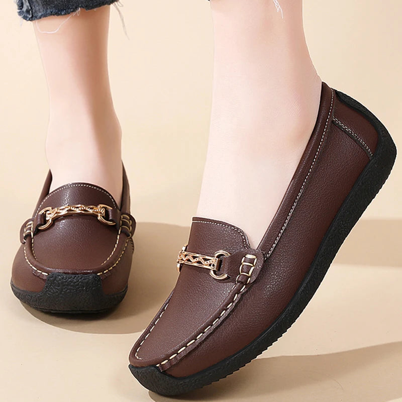 Fashionable, Bold and Beautiful DressWoman Shoes Leather Casual Shoes With Low Heels Loafers Women's Flats 2025 New Zapatos De Mujer Elegant Heel Footwear Women