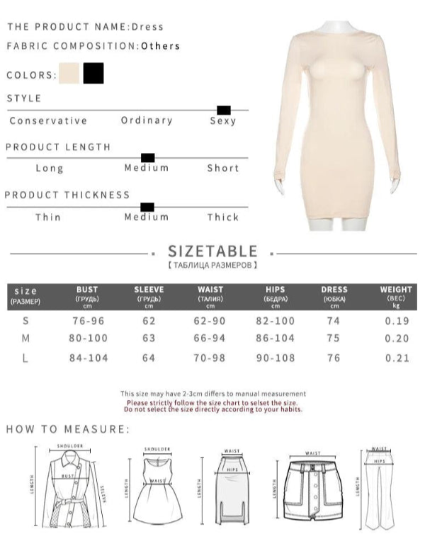 Classic Long Sleeve, Lightweight Mini Dress with Backless Design - Just The Fly Way