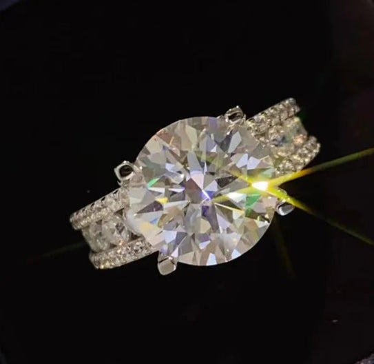 Sparkling Moissanite Wedding Ring for Her - 2 Carat 8mm in 925 Sterling Silver, D Color VVS Diamond Engagement Jewelry - Just The Fly Way