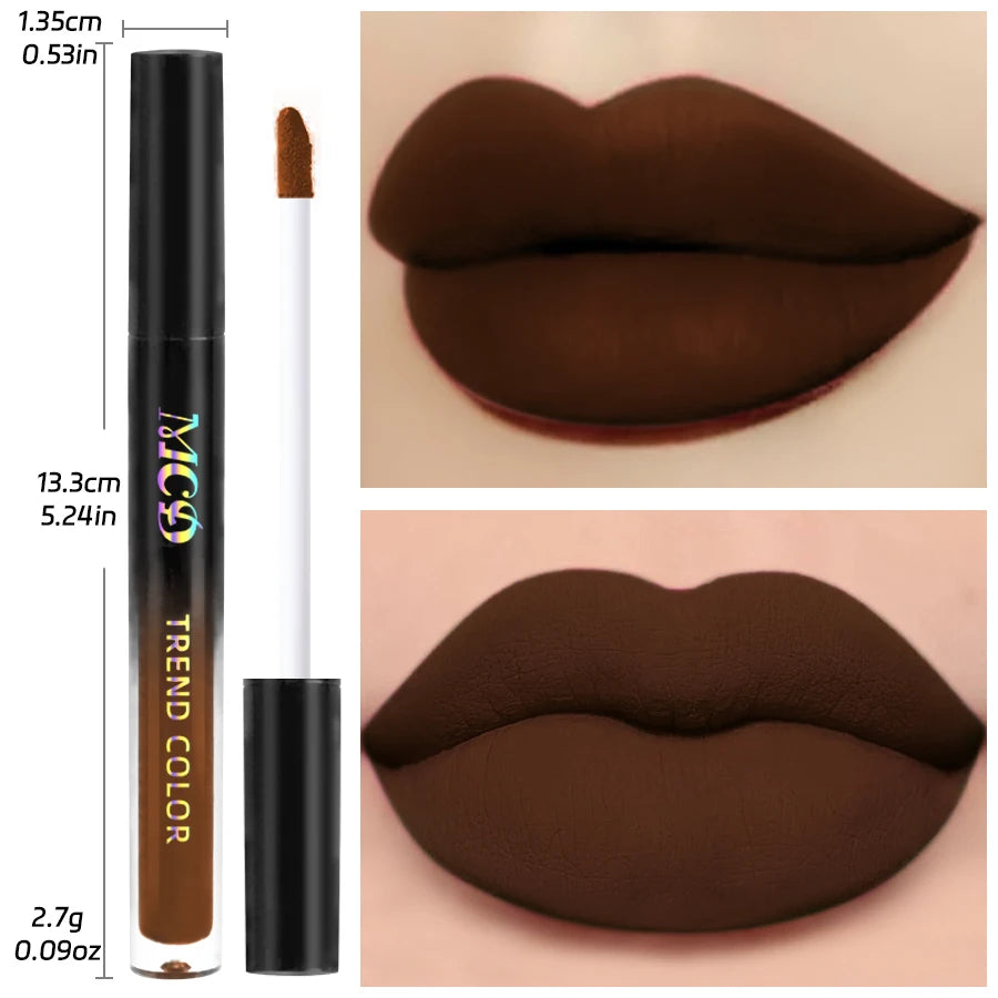 Fashionable, Bold and Beautiful Dress1Pcs Matte Waterproof Color Lip Gloss Lasting Liquid Lipstick Velvet Sexy Lip Glaze Makeup Lip tint Beauty lip stain Cosmetic