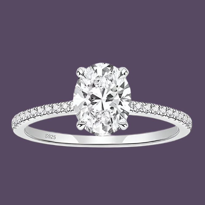 Oval Cut Moissanite Ring, 18k Gold over S925 Sterling Silver For Women - Just The Fly Way