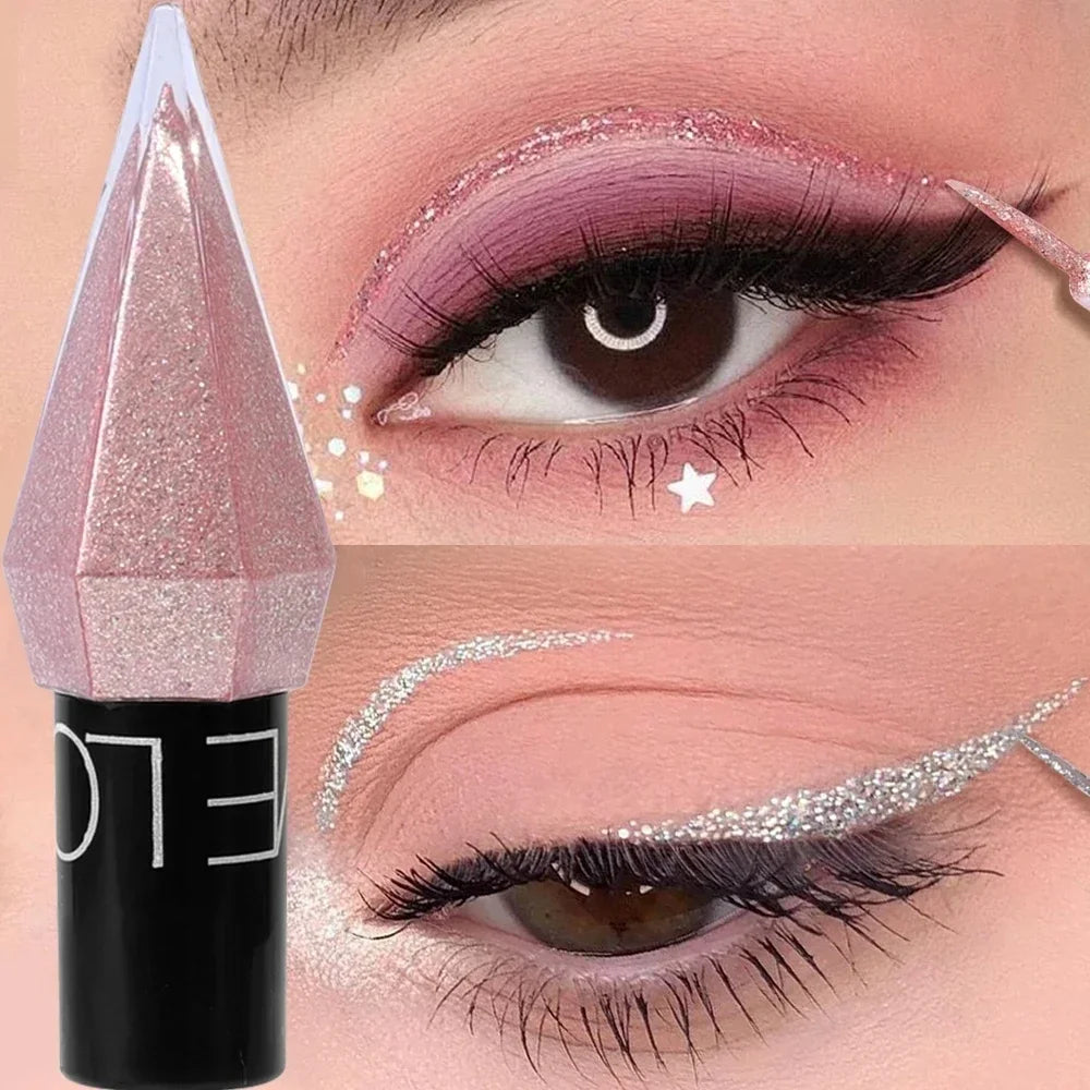 Fashionable, Bold and Beautiful DressDiamond Shiny Eye Liners Eyeshadow Waterproof Silver Rose Gold Color Glitter Sequins Eyeliner Eye Shadow Makeup Beauty Cosmetics