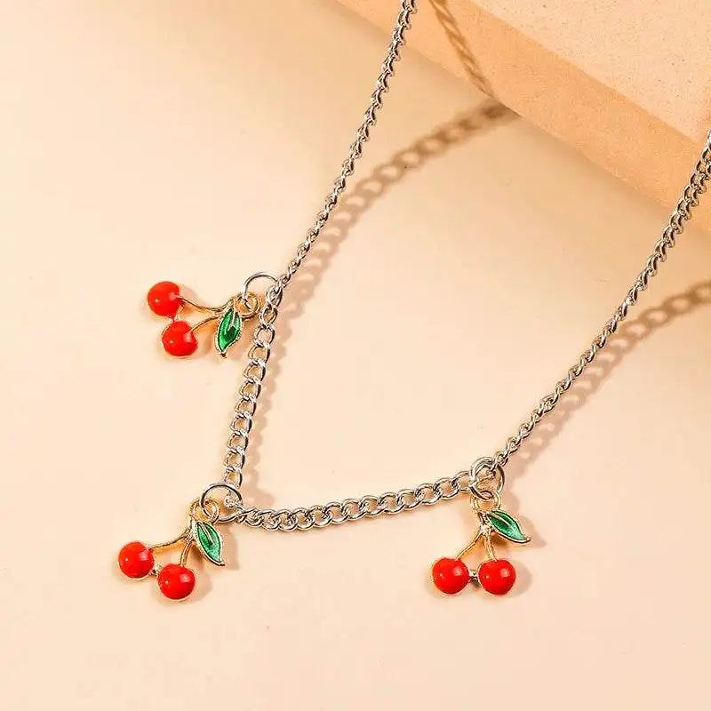 Adjustable Red Cherry Charm Anklet for Women – Silver Chain Ankle Bracelet, Jewelry Gift - Just The Fly Way