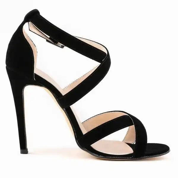 New Sexy Women Sandals Fashion Open Toe Ankle Straps High Heels Summer 11cm Thin Heel Party Dress Shoes Plus Size