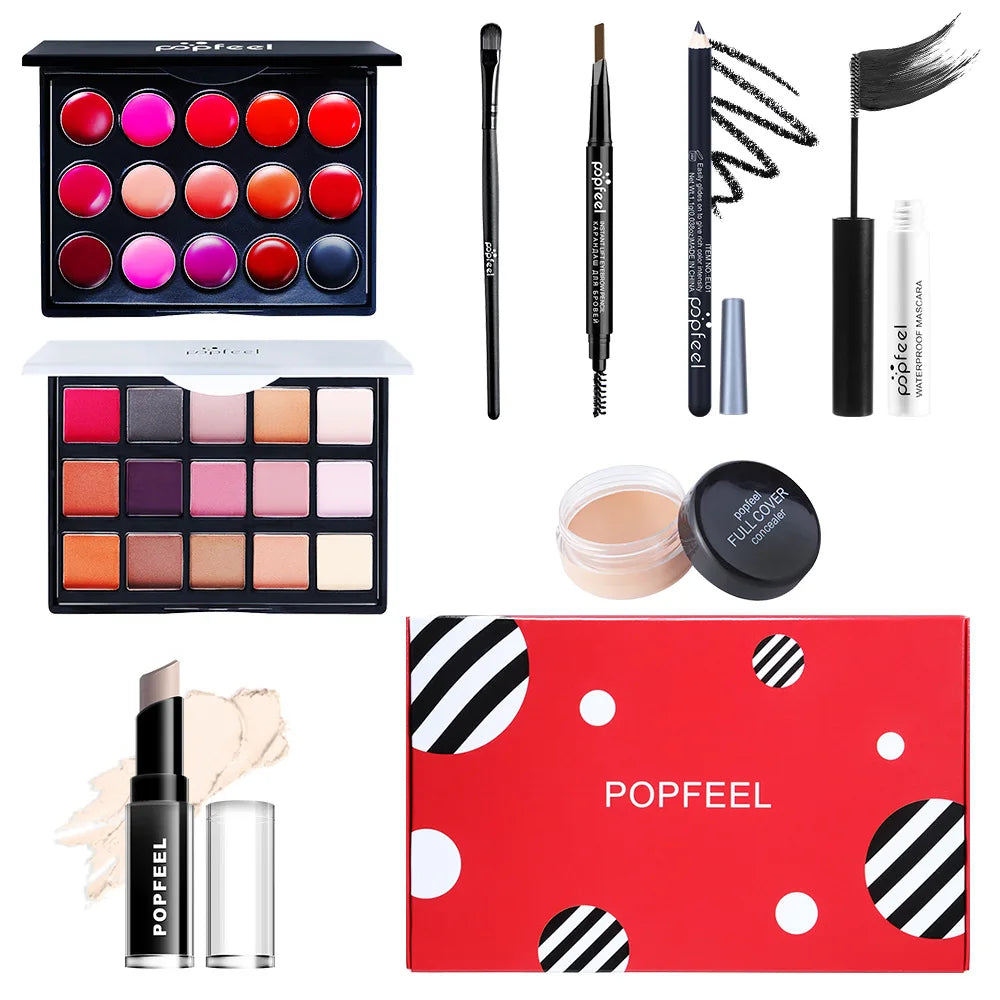 Fashionable, Bold and Beautiful DressPOPFEEL All-in-One Makeup Kit Gift Set with Eyeshadow Palette Foundation Lip Gloss Blush Brushes Eyeliner and More Beauty Gifts