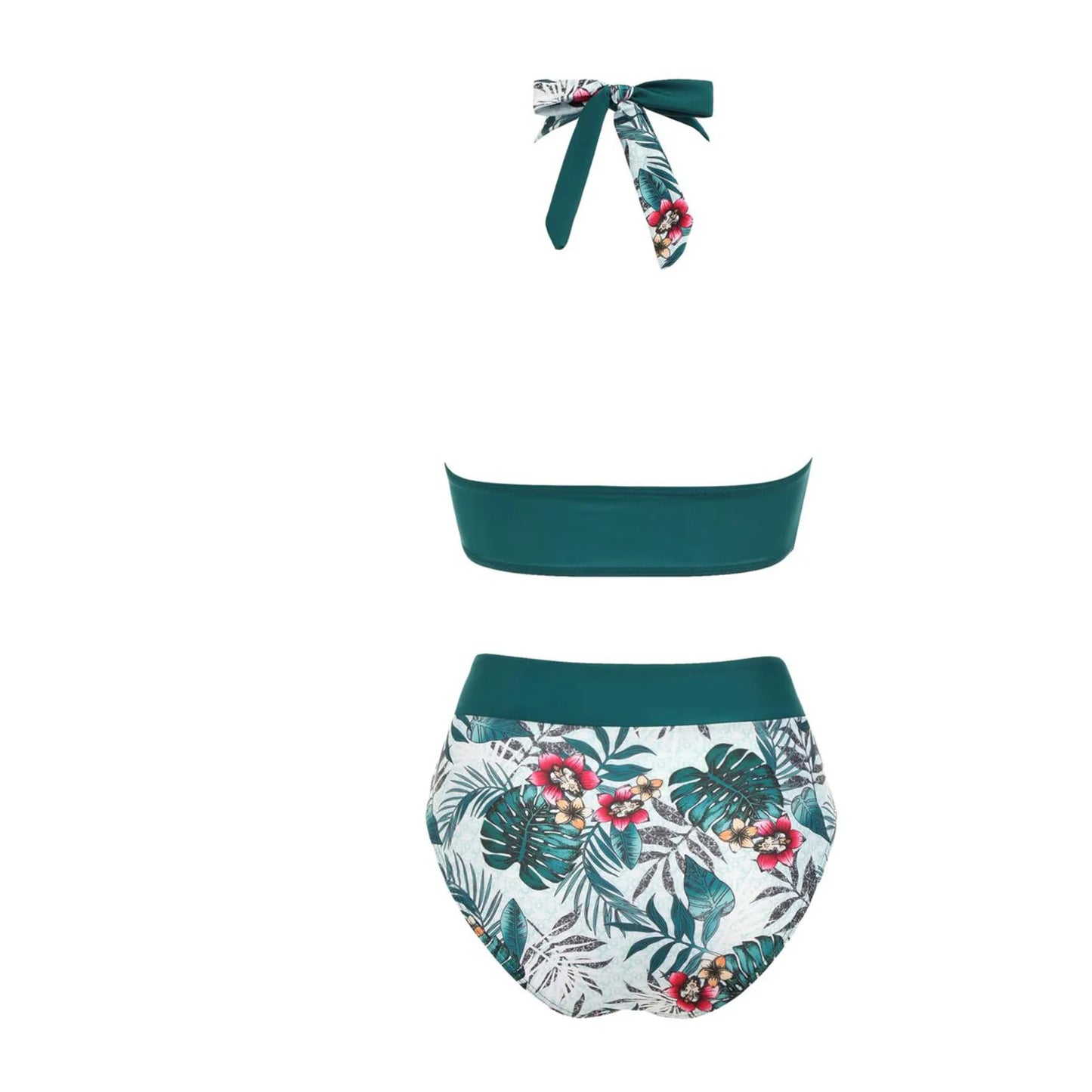 Fashionable, Bold and Beautiful Dressbikini Beach Colour Block Floral Printed Women's Swimsuit High Waist Two Piece For Teenagers biquinis feminino tendência 2024