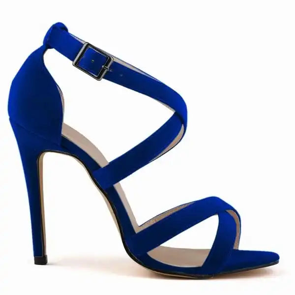 New Sexy Women Sandals Fashion Open Toe Ankle Straps High Heels Summer 11cm Thin Heel Party Dress Shoes Plus Size