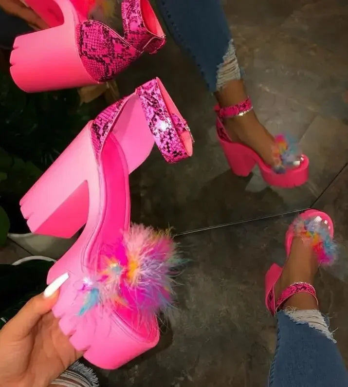 Women's Chunky Heel Peep Toe Platform Sandals - Summer Comfort & Style - Just The Fly Way